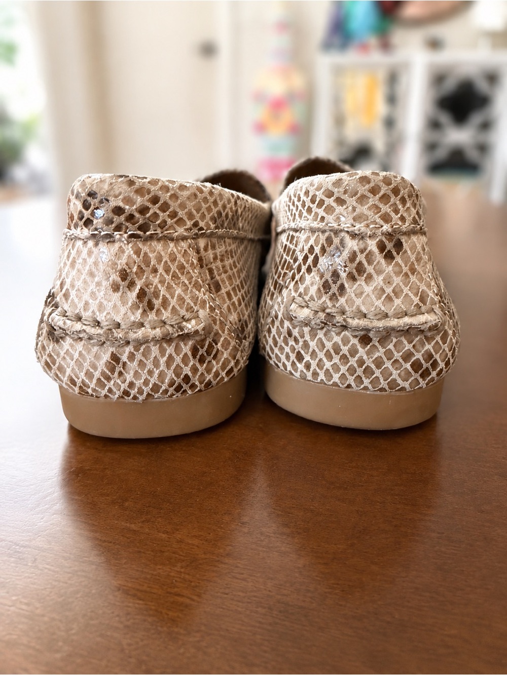 Coach Women’s Snakeskin-Print Loafers in Beige and Brown with Gold Hardware - Picture 5 of 5